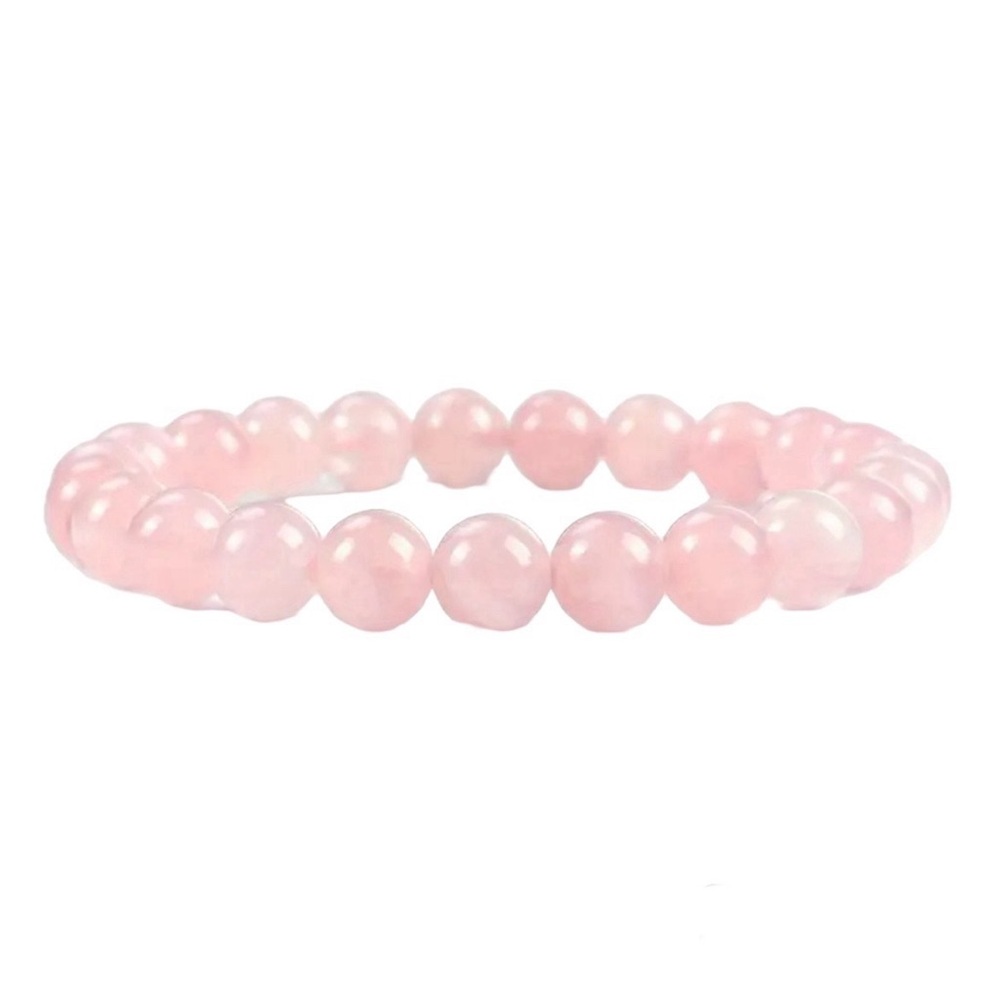 Rose Quartz Pink Bead Bracelet Natural Gemstone Healing Crystal Jewelry Gift